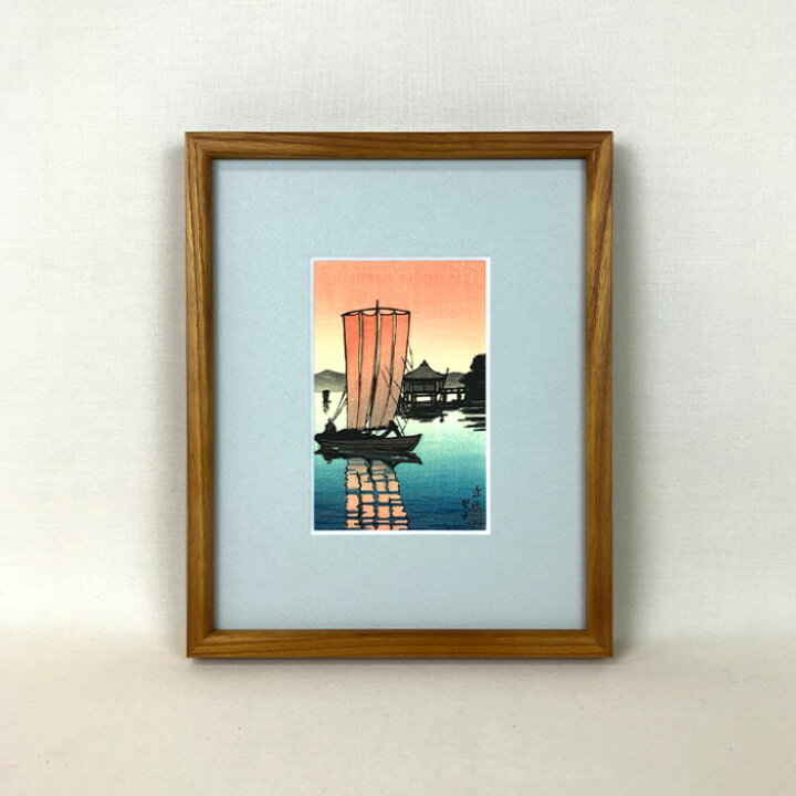 楽天市場】川瀬 巴水「近江堅田」 小さな浮世絵(渡邊木版美術画舗版 