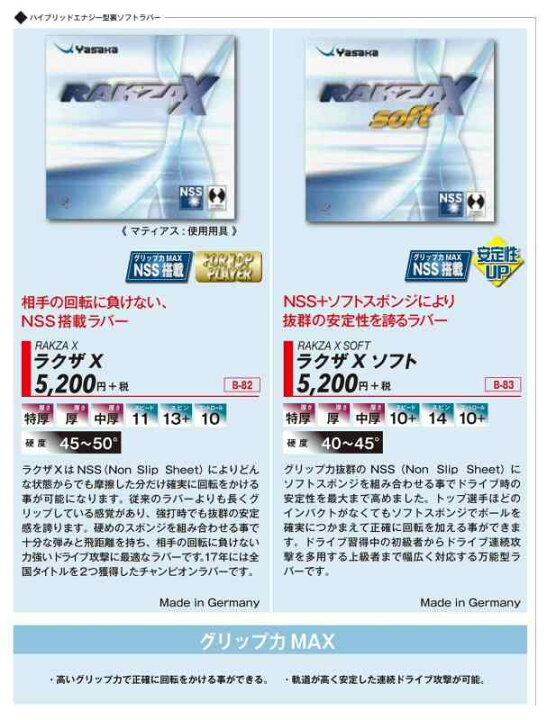 楽天市場】ヤサカ(YASAKA) 卓球 ラバー ラクザX B82 : アルテキスタイル