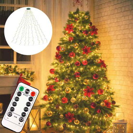 クリスマスツリーライト ledライト クリスマスツリー 2M 10本 200球 イルミネーションライト クリスマスツリー飾りライト USB式 メモリー機能 防水 LED電飾 クリスマス パーティー (ウォーム)