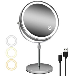 ���i 3���邳���[�h 10�{�Ɠ��{���ʋ� �X�^���h�~���[ LED���C�g�t���~���[ ���ϋ� 10�{�g�勾 USB�[�d�� ���~���[ 8�C���`