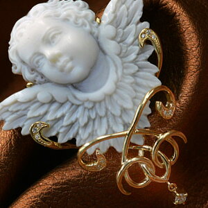 カメオブローチ&ネックレス 天使 エンジェル 18金ゴールド ダイヤ ハイジュエリー バルザーノ作 シェルカメオ イタリア カメオ アクセサリー 高級 ギフト お誕生日 プレゼントにもオススメ