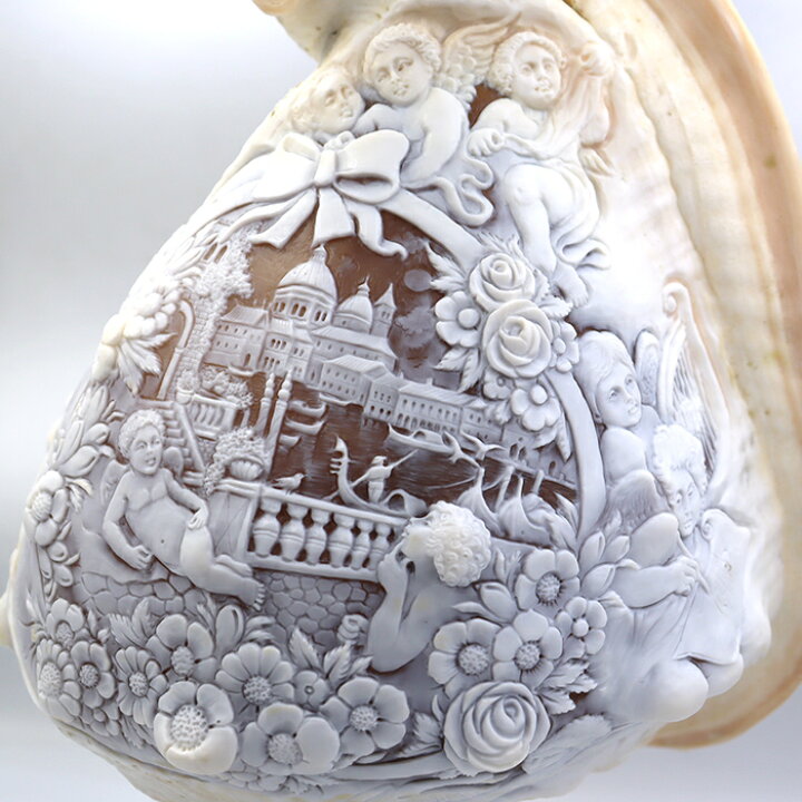 楽天市場】ランプ製品 イタリア製カメオ シェルカメオ 立体的なお花の 