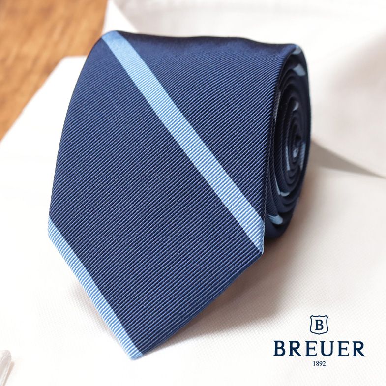 BREUER イタリー製ネクタイ 美艶シルク混 ストライプ柄 ビジネス