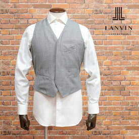 春夏 LANVIN COLLECTION 日本製ベスト なめらか 清涼サマーウール 千鳥格子 きれいめ 上品 クラシコ ジレ チョッキ レトロ メンズ ランバン【ib158-33000TAF】