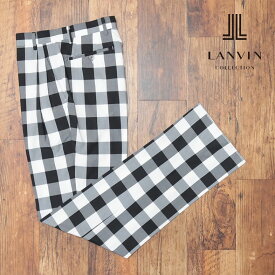 春夏 LANVIN COLLECTION スラックス パンツ さらっと先染ギンガム チェック ツータック 日本製 プレッピー レトロ 20代 30代 かわいい メンズ ランバン【ib195-30800TAF】