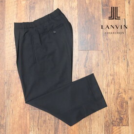 春夏 LANVIN COLLECTION 日本製イージー パンツ ウール混ストレッチ 無地 サルエル調 ワンタック リラックス ヌケ感 モード ストリート メンズ【ib197-30800TAF】