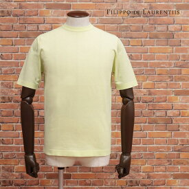 春夏 FILIPPO DE LAURENTIIS サマーニット カットソー TS0MC CR14R 強撚糸 クレープコットン 無地 Italy製 半袖 きれいめ 大人 メンズ 30代 40代【ib255-23100TAF】