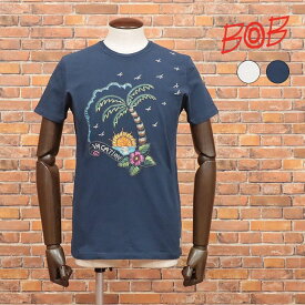 BOB イタリア製Tシャツ ジャージー伸縮 ハンドメイド 刺繍 かわいい クルーネック 半袖 アメカジ サーフ ストリート メンズ 30代 40代 大人【ib360-20900TAF】