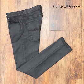 Nudie Jeans デニムパンツ LEARN DEAN 112740 BACK 2 BLACK 快適 無地 テーパード イタリア製 メンズ ヌーディー ジーンズ【kt124-26400TAF】