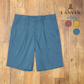 【アウトレット69%OFF】LANVIN en Bleu ハーフパンツ 清涼 リネン混 無地 ワンタック きれいめ ショーツ 短パン バミューダ メンズ リゾート ランバン オン ブルー【gf183-20900TAF】