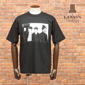 LANVIN COLLECTION 丸首Tシャツ なめらかジャージー 快適 フォト プリント ストリート モード 半袖 20代 30代 メンズ カジュアル ランバン【ib181-13200TAF】