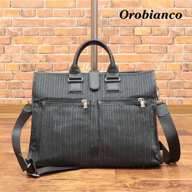 Orobianco ビジネス バッグ ストライプ生地 レザー持ち手 イタリア製 上品 クラシコ トラッド カバン 30代 40代 50代 紳士 メンズ イタリアブランド【ie251-47300TAF】