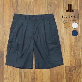 【アウトレット69%OFF】LANVIN COLLECTION 日本製カーゴ ハーフパンツ サフィラン社リネン SOLOTEX シワ防止 ストレッチ 機能性 ショーツ ゴルフにも メンズ 短パン 半ズボン【gf159-33000TAF】