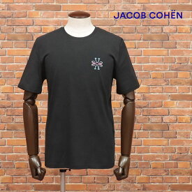 JACOB COHEN イタリー製Tシャツ U 4 R01 01 M ジャージー快適 ロゴ プリント クルーネック 半袖 ハイブランド インポート メンズ ヤコブ コーエン【ic590b-31900TAF】