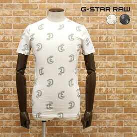 【アウトレット】G-STAR RAW 丸首Tシャツ HYDREX-R AOP RT S/S D03208.8281 ロゴ総柄 伸縮 半袖 アメカジ サーフ ストリート メンズ ジースター・ロゥ【ga222-TAF】
