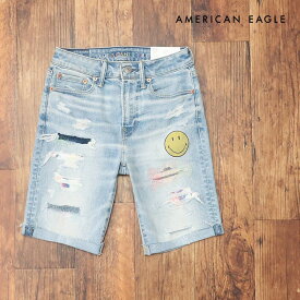 春夏 AMERICAN EAGLE デニム ハーフパンツ 3131-7517 ストレッチ ダメージ パッチワーク ストリート サーフ Y2K 20代 30代 メンズ アメリカン イーグル【ih119d-9690TAF】