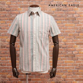 春夏 AMERICAN EAGLE 清涼サッカー シャツ 2154-6034 ストライプ 胸ポケット リゾート 半袖 ラフ ヌケ感 涼しい メンズ 30代 40代 50代【ih132-7190TAF】