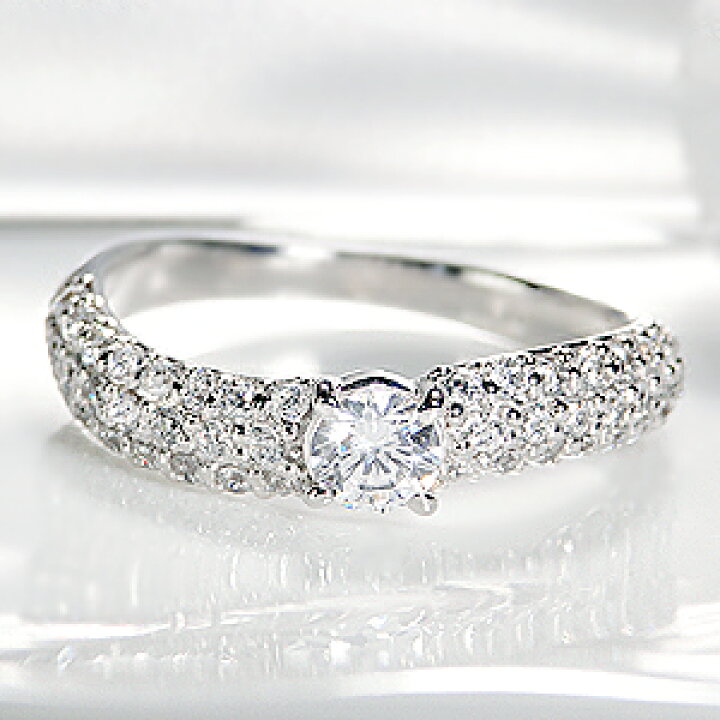 楽天市場】pt900 大粒ダイヤモンド ウエーブ リング 【0.65ct】[H  
