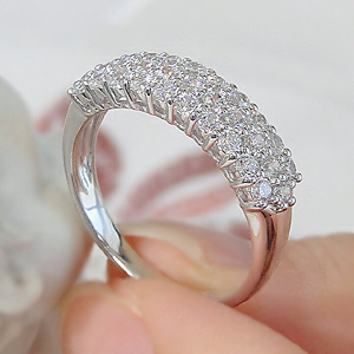 楽天市場】pt900 ダイヤモンド パヴェ リング【H-SIクラス】【0.77ct  