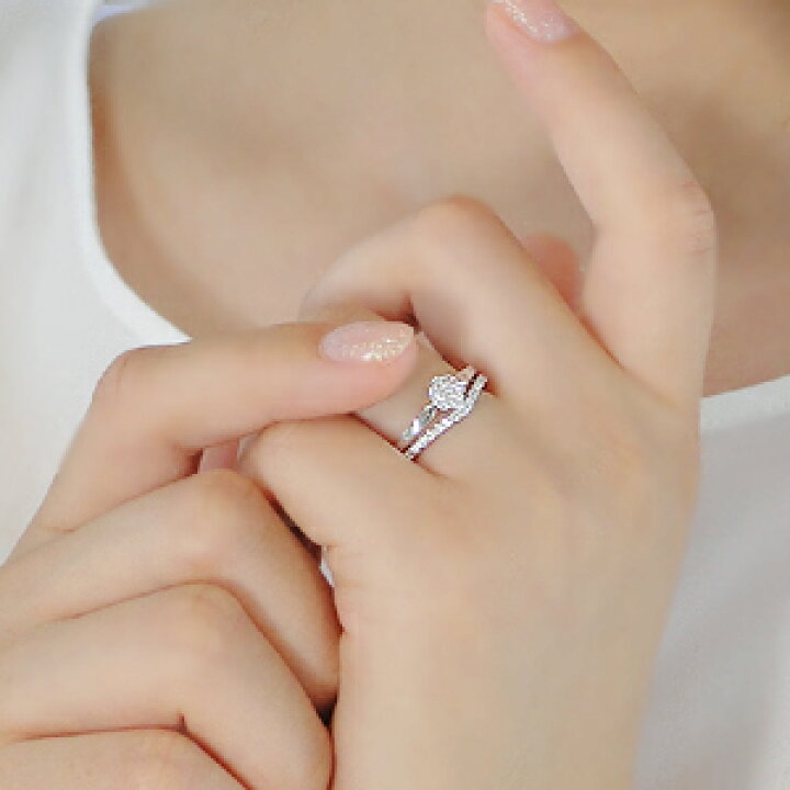 楽天市場】pt900 二連 ダイヤモンドリング【0.30ct】【ピンキー対応  