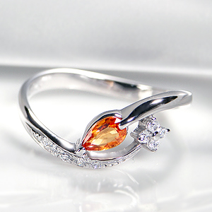 楽天市場】pt900 オレンジサファイア ダイヤモンドリング 可愛い 指輪