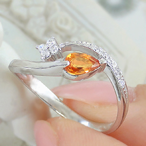 楽天市場 オレンジサファイア ダイヤモンドリング 可愛い 指輪