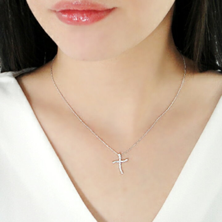 楽天市場】Pt950 ダイヤモンド クロス ネックレス【0.13ct】 お守り  
