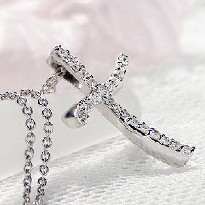 楽天市場】Pt950 ダイヤモンド クロス ネックレス【0.13ct】 お守り  