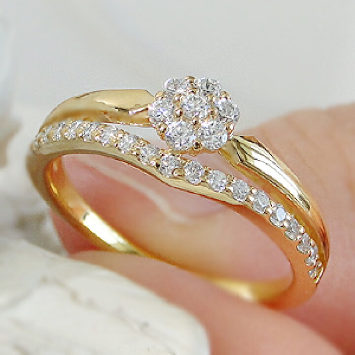 楽天市場】K18YG/PG/WG 二連 ダイヤモンドリング【0.33ct 