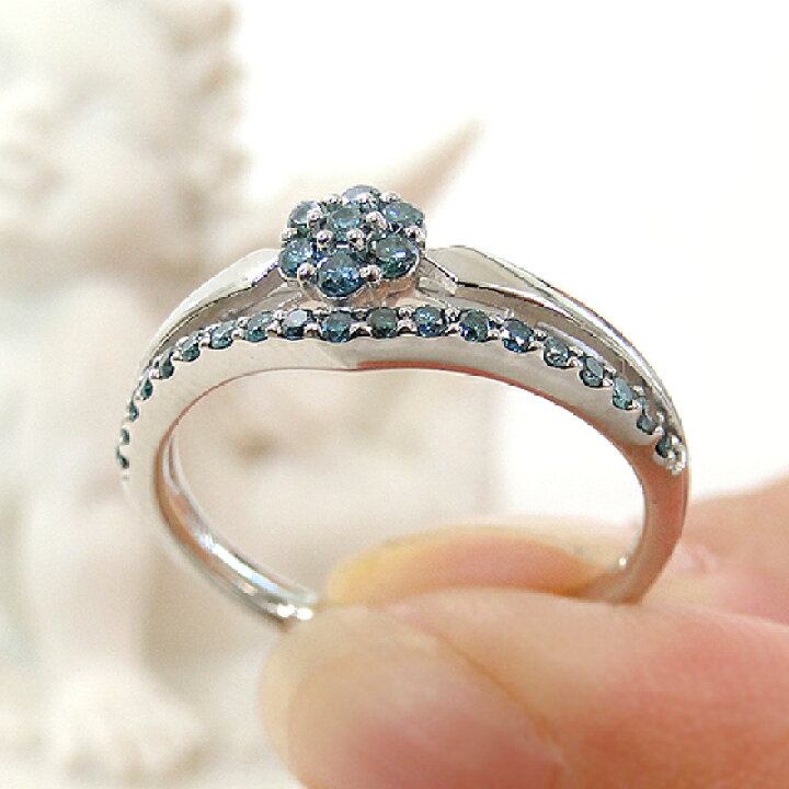 楽天市場】Pt950【0.33ct】ブルーダイヤモンド リングプラチナ ブルー  