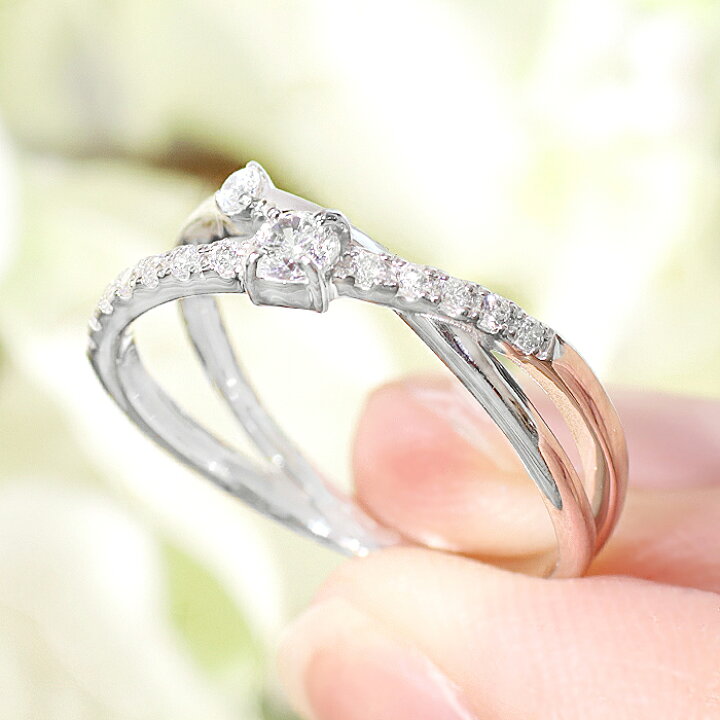 楽天市場】Pt950 ダイヤモンド クロス リング【0.25ct】上品 おしゃれ 