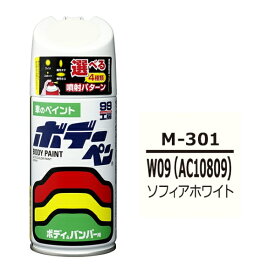 ボデーペン W09(AC10809) ミツビシ ソフィアホワイト 補修 スプレー ペイント 塗料 ソフト99 M-301