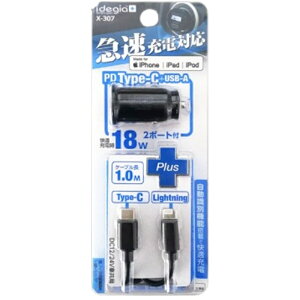 RpNgDC[dPD+AP[uC/L [d YDC12/24Vԋp C-C Cable & Lightning Cable ubN A[NX X-307