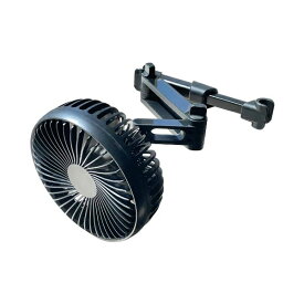 USB扇風機 ヘッドレスト取り付け 後部座席 扇風機 風量調節 角度調整 車 車内扇風機 USB電源 黒 カシムラ KJ-191