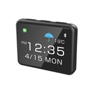 スマートクロック 車内 時計 スマホ連動 カレンダー 通知表示 ボタン電池 貼付け型 黒 コンパクト カシム…