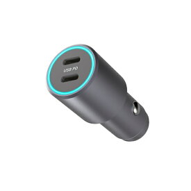 DC-60W USB 2ポート PD30W×2 DCソケット 黒 USBPD 2ポート USB-C Type-C LED 高速充電 2台同時充電 車 カシムラ DC-064