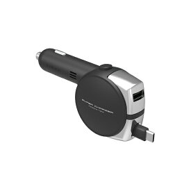 DC充電器 リール PD30W＋18W Type-C DCソケット 車 充電器 リール型 USB-A Type-C 高速充電 USBPD LED コード収納 カシムラ DC-070