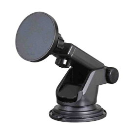 マグネット充電ホルダー 充電器 充電 スマホ 車内 360度回転 カー用品 磁力 黒 スマホホルダー 吸盤 貼り付け型 セイワ D-626