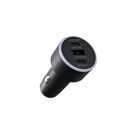 DC/USBパワープラグC2A1 車内 充電器 USB-A USB-C 3口搭載 3台同時充電 DC12/24V 安全充電機能 LED付き 急速充電 スマホ タブレット セイワ F-358