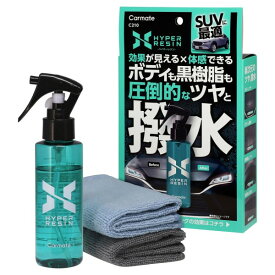 ハイパーレジン クロス付 100 オイル系 スプレー ノーコンパウンド 艶出し 撥水 車用 ボディ 窓 ライト 内装樹脂 ホイール メンテナンス カーメイト C210