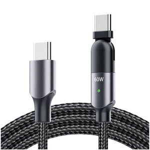 180 USB�P�[�u�� CtoC �[�d�P�[�u�� �f�[�^�ʐM ���ϋv �u���b�N Type-C LED�_�� �}���[�d ��]�v���O 180°USBPD �Z�C�� D623