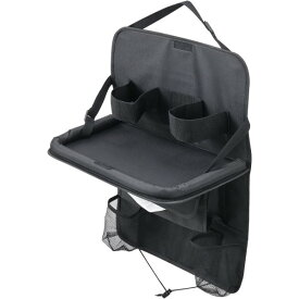 ソフトシートバックトレイ 大型リアトレイ ティッシュケース 車内収納 ブラック ドリンク 小物入れ 固定紐 大量 セイワ WA143
