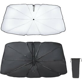 ワンタッチサンシェードM 折りたたみ 傘型 フロント UV 紫外線カット 遮光 収納袋付き 車内 日除け 車中泊 黒 アウトドア セイワ Z116