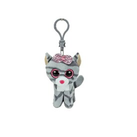 Beanie Boo's キキ KCサイズ 動物 キーホルダー ぬいぐるみ プレゼント こども かわいい おもちゃ 10cm 誕生日 8月16日 ねこ サバトラ リボン グレー Ty 35243