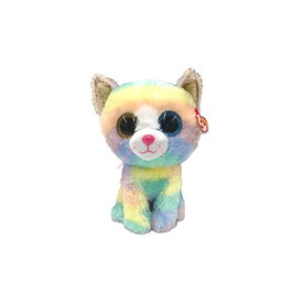 Beanie Boo's ヘザー Lサイズ 動物 ぬいぐるみ ふわふわ プレゼント こども かわいい おもちゃ 20cm 誕生日 4月26日 ねこ カラフル オッドアイ Ty 36454