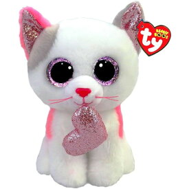 Beanie Boo's ミレナ Mサイズ 動物 ぬいぐるみ ふわふわ プレゼント こども かわいい おもちゃ 15cm 誕生日 2月14日 ねこ ホワイト キラキラ ハート Ty 36567