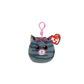 SQUISH A BOOS キキ KCサイズ キーホルダー 丸い かわいい ぬいぐるみ もちもち フック こども 動物 10cm 誕生日 8月5日 猫 グレー 虎柄 Ty 39565