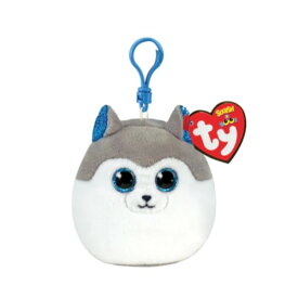 SQUISH A BOOS スラッシュ KCサイズ キーホルダー 丸い かわいい ぬいぐるみ もちもち フック こども 動物 10cm 誕生日 4月30日 犬 ハスキー グレー Ty 39562