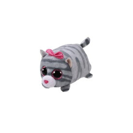Teeny Tys キャシー 手のひらサイズ 動物 ぬいぐるみ プレゼント 俵型 かわいい おもちゃ 5×10cm キラキラ 誕生日 12月12日 猫 グレー 虎柄 リボン Ty 42312