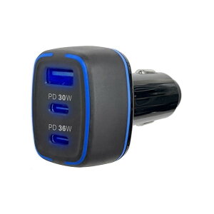 DC-60W USB3�|�[�g C2A1 DC�\�P�b�g �ő�66W USBPD�Ή� �ԓ� �d�� �[�d �����[�d USB-C USB-A LED�t 12V/24V�� �u���b�N �J�V���� DC-075